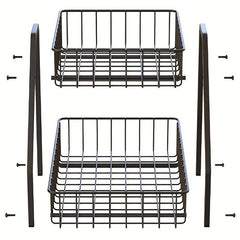 2 Tier Countertop Fruit Basket Bowl Metal Wire Storage Basket