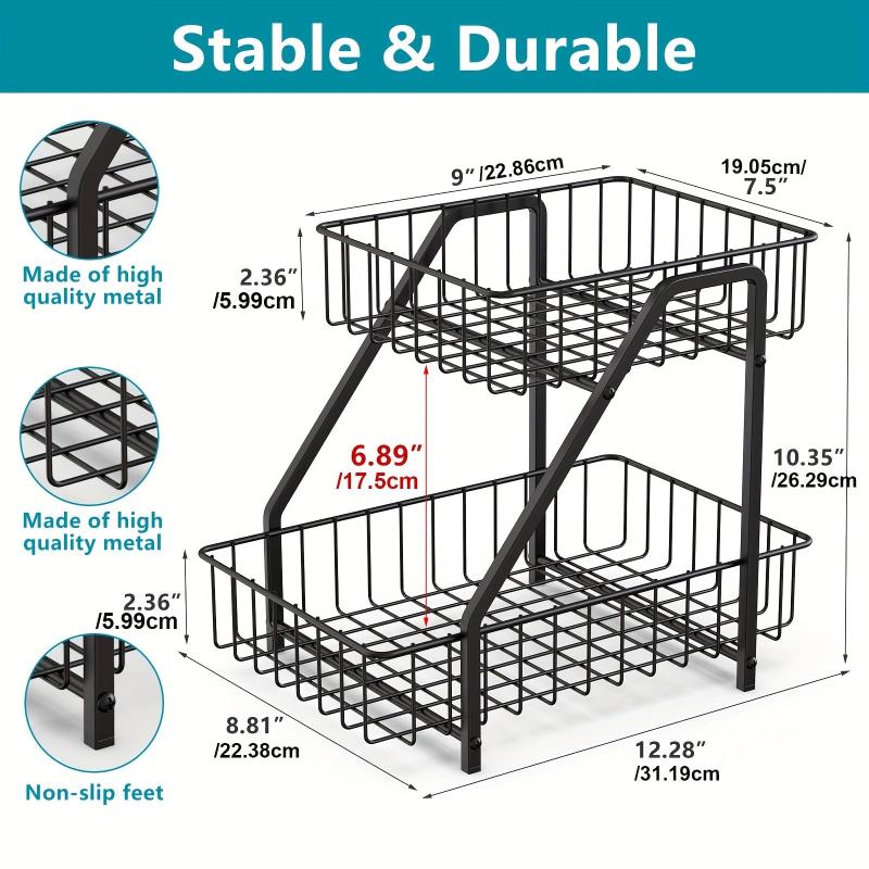 2 Tier Countertop Fruit Basket Bowl Metal Wire Storage Basket