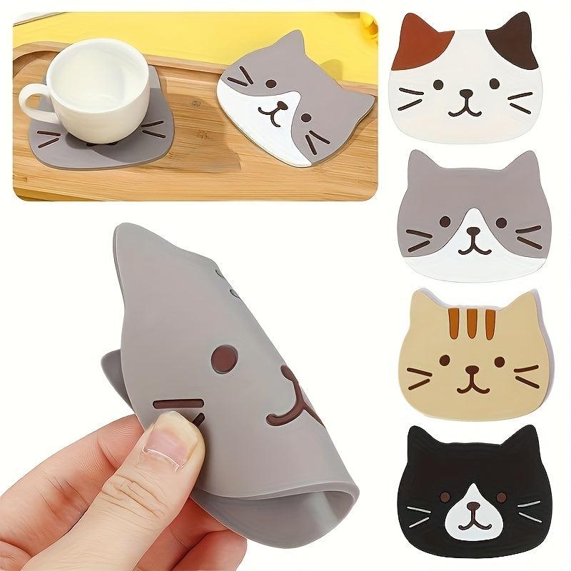 Cartoon Cat Coaster Non Slip Cup Mat Home Decor Kitchen Gadgets