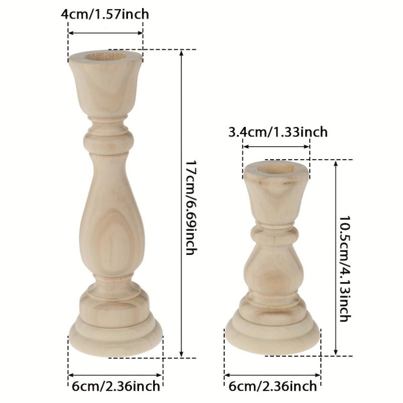 Unfinished Wooden Candlestick Holders Classic Farmhouse Candle Holders