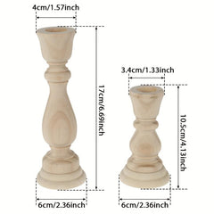Unfinished Wooden Candlestick Holders Classic Farmhouse Candle Holders