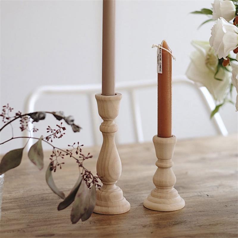 Unfinished Wooden Candlestick Holders Classic Farmhouse Candle Holders