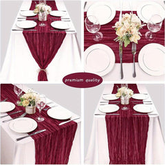 Polyester Balinese Pleated Table Runner in Jujube Red