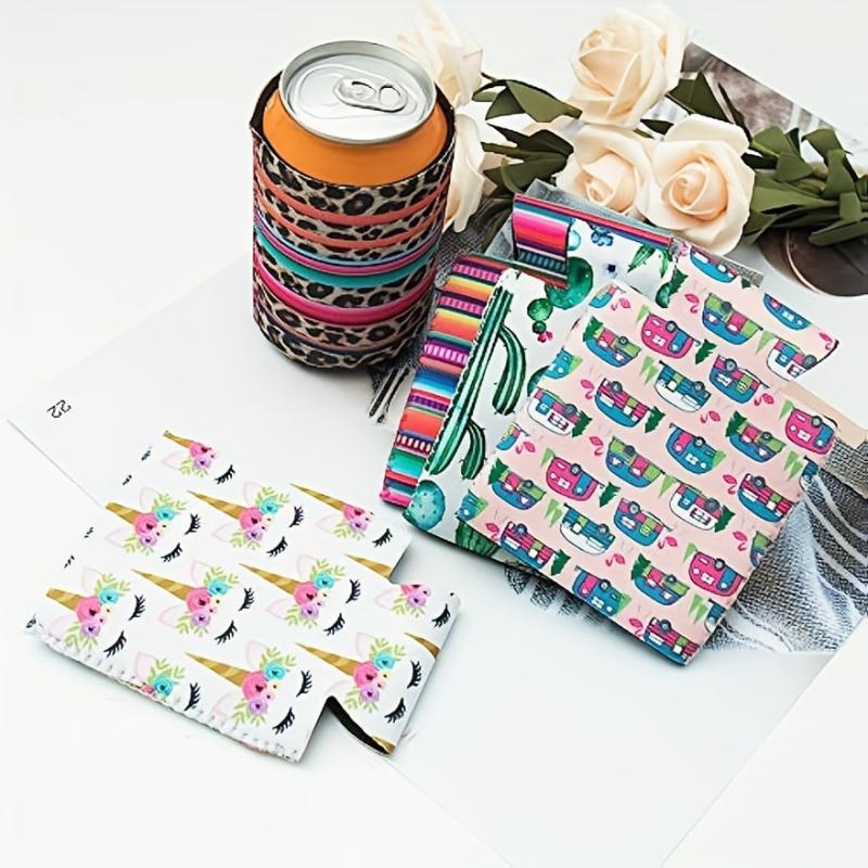 Rainbow Neoprene Slim Can Cooler For 12oz Skinny Cans Soft Insulated Sleeves