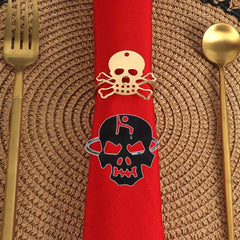 2pcs Skull Shape Metal Napkin Rings Halloween Table Decor
