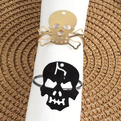 2pcs Skull Shape Metal Napkin Rings Halloween Table Decor