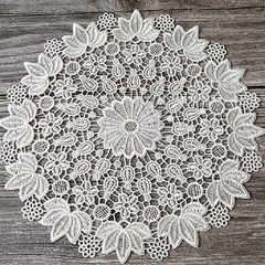 1pc PET Lace Placemat Hollow out Table Pad Light European Lace Round Coaster Bow
