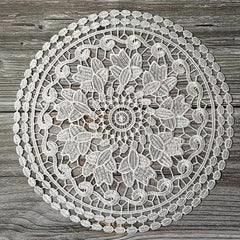 1pc PET Lace Placemat Hollow out Table Pad Light European Lace Round Coaster Bow