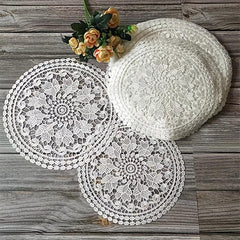 1pc PET Lace Placemat Hollow out Table Pad Light European Lace Round Coaster Bow