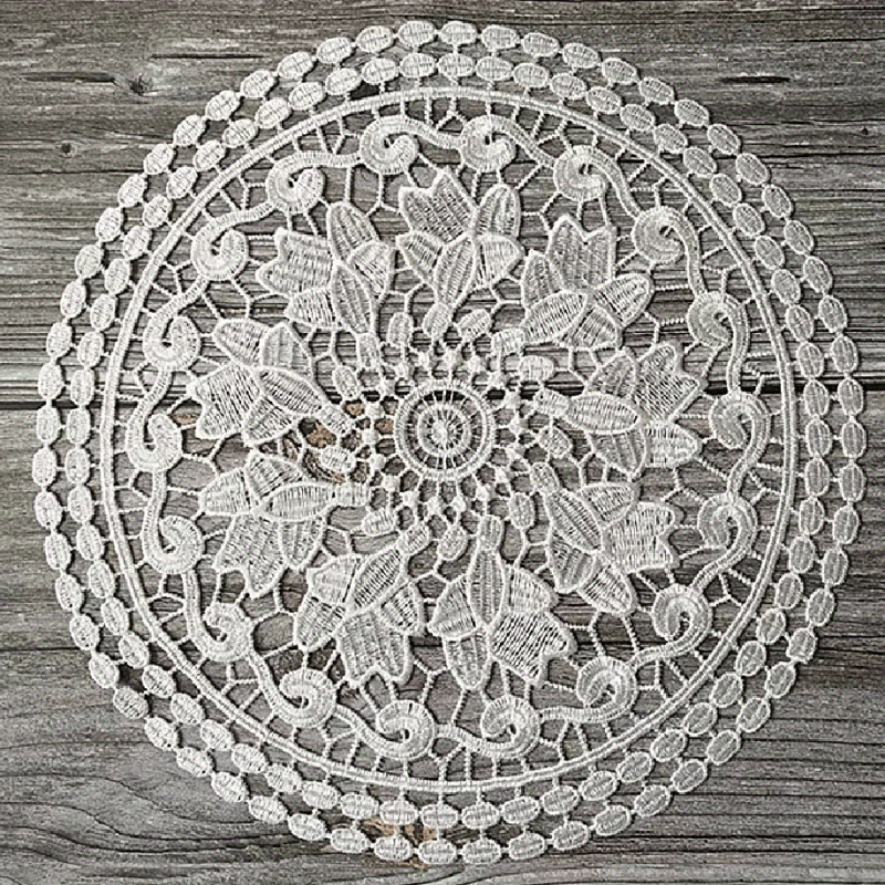 1pc PET Lace Placemat Hollow out Table Pad Light European Lace Round Coaster Bow