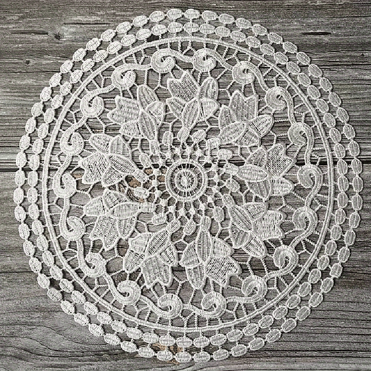 1pc PET Lace Placemat Hollow out Table Pad Light European Lace Round Coaster Bow