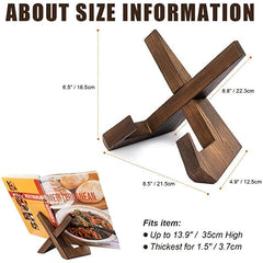 Wooden Cookbook Stand Farmhouse Style for Kitchen Counter Sturdy Tablet Holder
