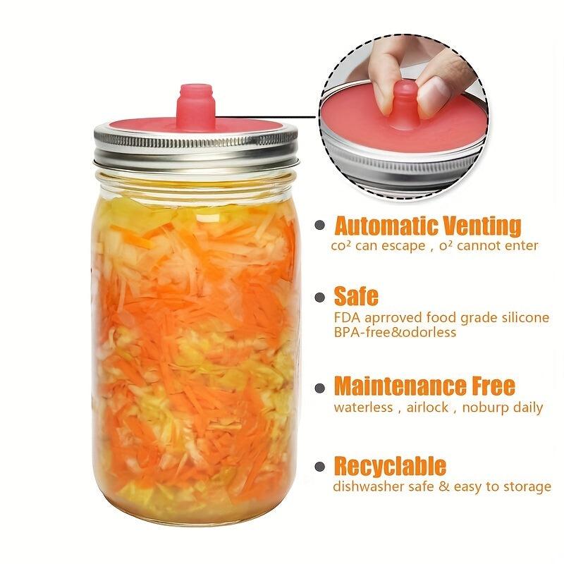 5pcs Fermenter Lid Airlock Wide Mouth Jar Cap Silicone Top Kitchen Gadgets
