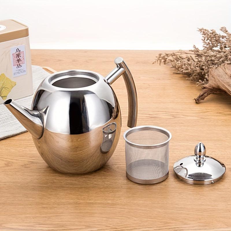 Thickened Stainless Steel Teapot Flower Tea Kettle With Strainer - 1L/1.5L