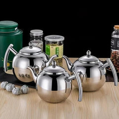 Thickened Stainless Steel Teapot Flower Tea Kettle With Strainer - 1L/1.5L