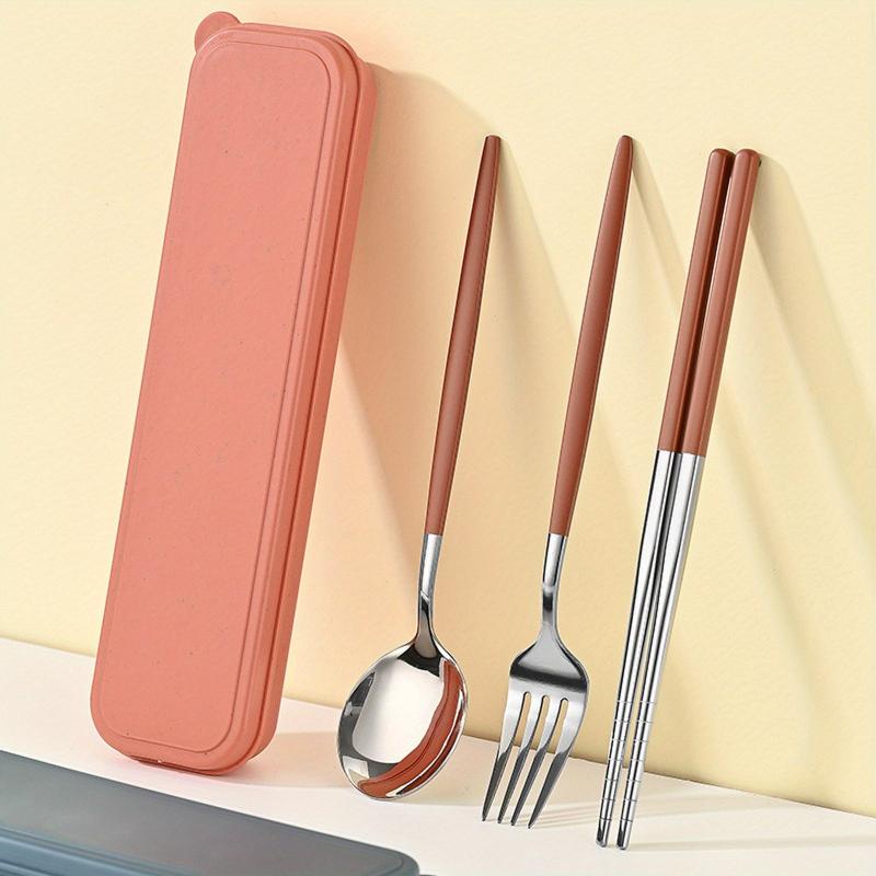 Portable Silverware Set With Storage Case Spoons Forks Chopsticks