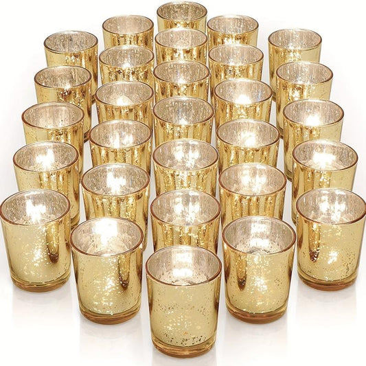 Speckled Golden Glass Candle Holders for Events and Table Decor