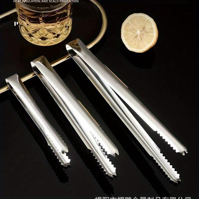 3pcs Stainless Steel Ice Cube Tongs for Barbecue Salad Buffet Kitchen Tools
