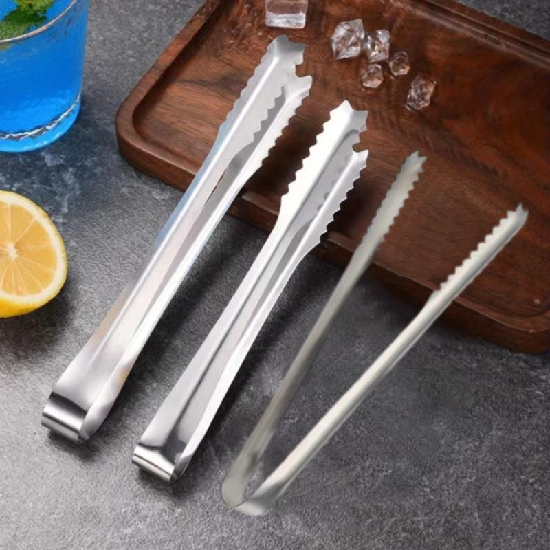 3pcs Stainless Steel Ice Cube Tongs for Barbecue Salad Buffet Kitchen Tools