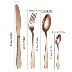 24pcs Stainless Steel Cutlery Set with Steak Fork and Soup Spoon