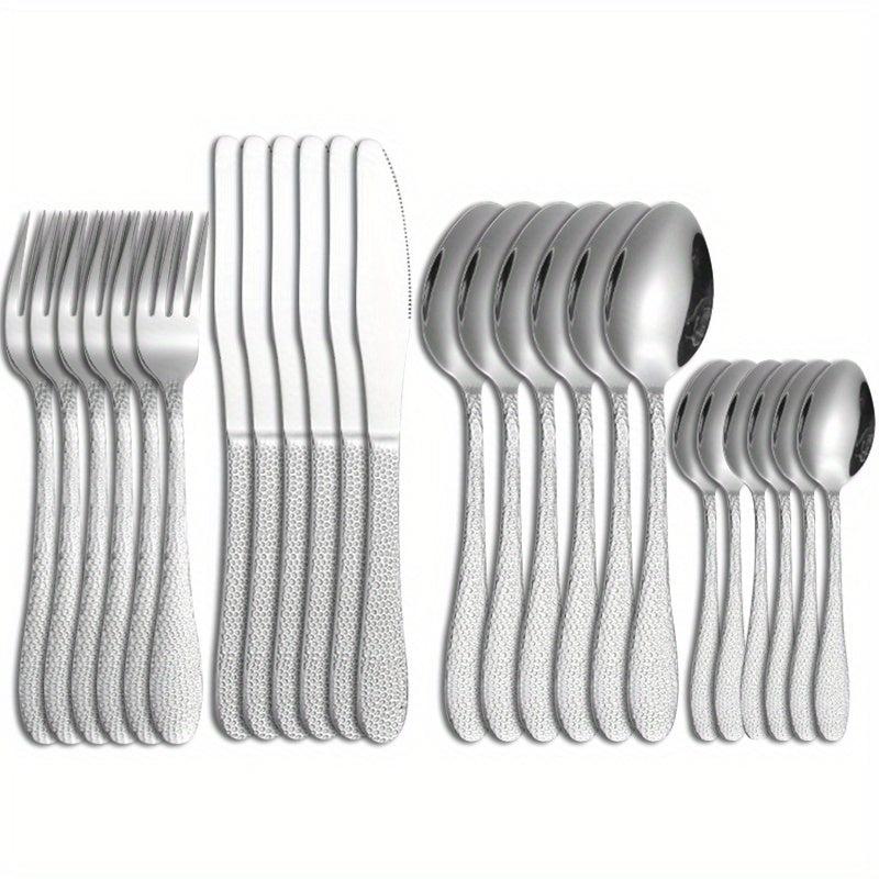 24pcs Stainless Steel Cutlery Set with Steak Fork and Soup Spoon
