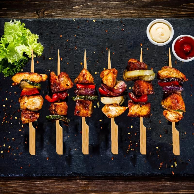 200 Bamboo Skewers Appetizer Toothpicks BBQ Grilling Cocktail Marshmallow Fruit