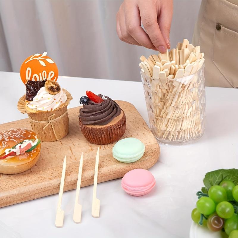 200 Bamboo Skewers Appetizer Toothpicks BBQ Grilling Cocktail Marshmallow Fruit