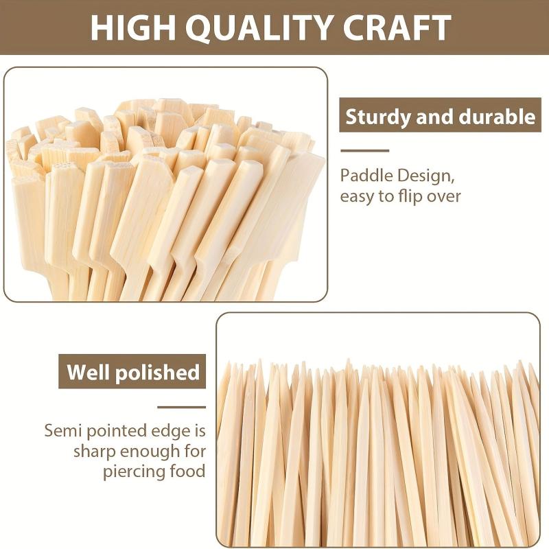 200 Bamboo Skewers Appetizer Toothpicks BBQ Grilling Cocktail Marshmallow Fruit