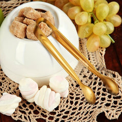6PCS Stainless Steel Ice Clamps Golden Mini Tongs for Appetizer Dessert