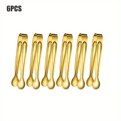 6PCS Stainless Steel Ice Clamps Golden Mini Tongs for Appetizer Dessert
