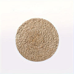 2pcs Rattan Placemats Round Hand-woven Corn Leather Placemat Heat Insulation Pad