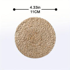 2pcs Rattan Placemats Round Hand-woven Corn Leather Placemat Heat Insulation Pad