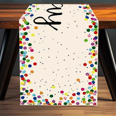 Rectangle Table Runner Happy Birthday Wishes Polyester Plaid Table Cover