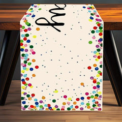 Rectangle Table Runner Happy Birthday Wishes Polyester Plaid Table Cover