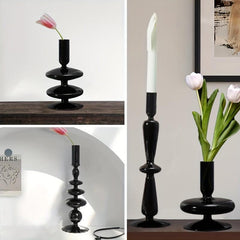 Glass Candle Holder with Vase for Home Decor & Photos