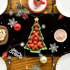 Christmas Linen Table Runner Merry Christmas Holiday Decoration