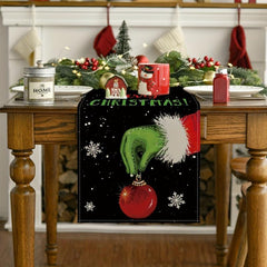 Christmas Linen Table Runner Merry Christmas Holiday Decoration
