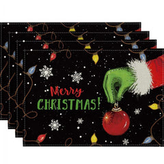 Christmas Linen Table Runner Merry Christmas Holiday Decoration