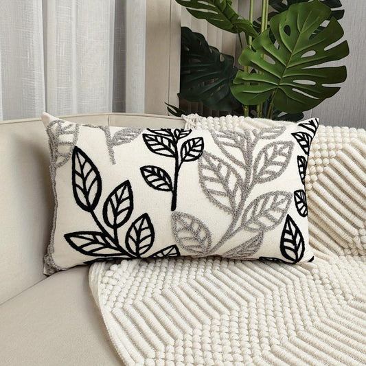 Leaf Embroidery Cushion Cover for Home Decor