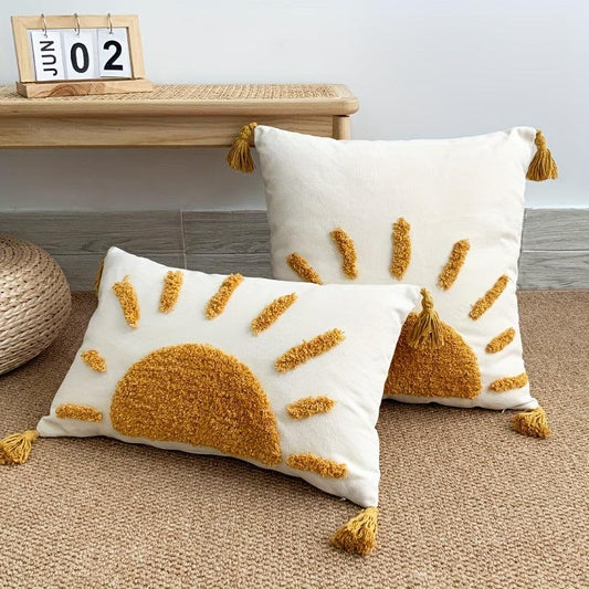 Boho Tufted Rising Sun Pillow Cover 45x45cm