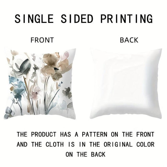 Watercolor Floral Plant Pattern Pillowcase x4 for Home Decor