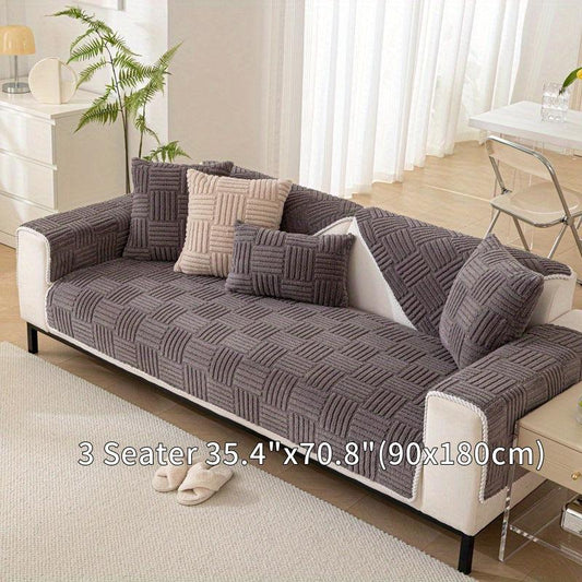 Plush Sofa Slipcover Non-Slip Furniture Protector