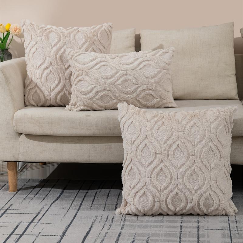 Plush Quilted Gourd Cushion Cover Zipper Print Pillowcase