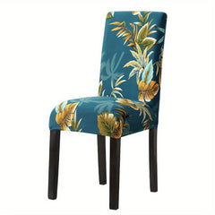 Stretch Chair Slipcover Milk Silk Flower Plant Print for Dining Room