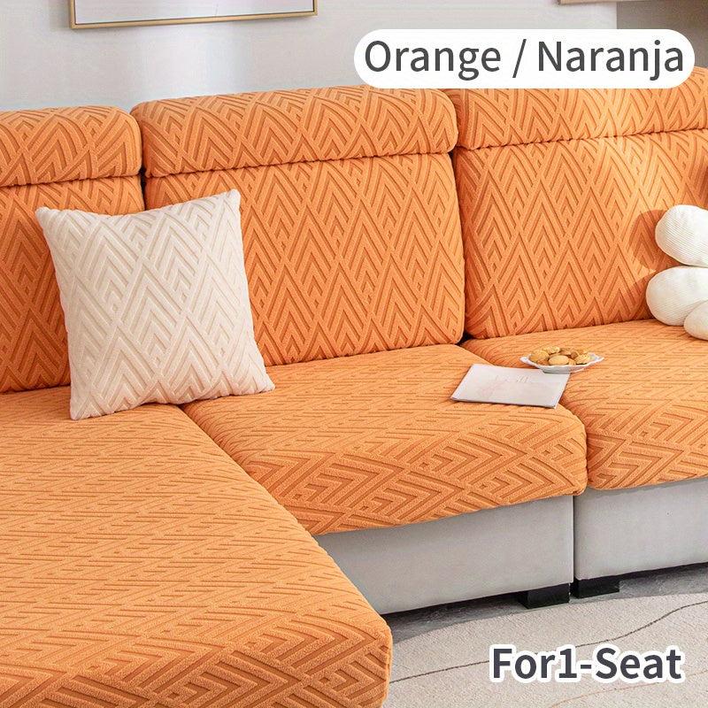 Polar Fleece Elastic Sofa Slipcover Jacquard Triangle Pattern