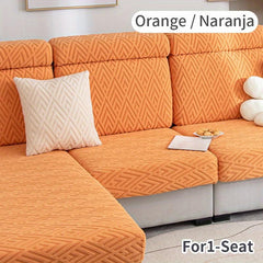 Polar Fleece Elastic Sofa Slipcover Jacquard Triangle Pattern