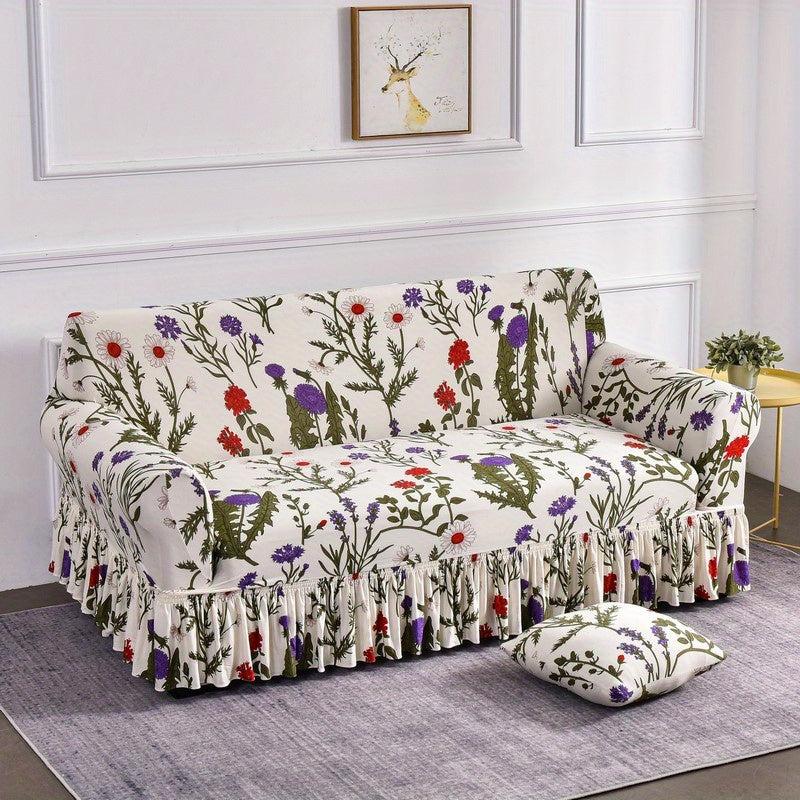 Non Slip Elastic Sofa Slipcover Milk Silk Print Adds Style to Room