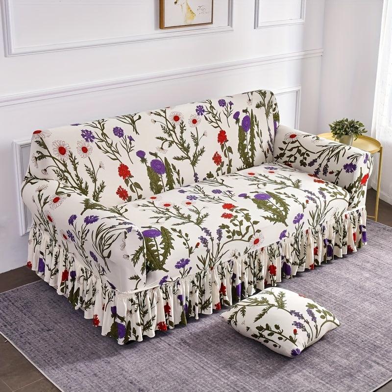 Non Slip Elastic Sofa Slipcover Milk Silk Print Adds Style to Room