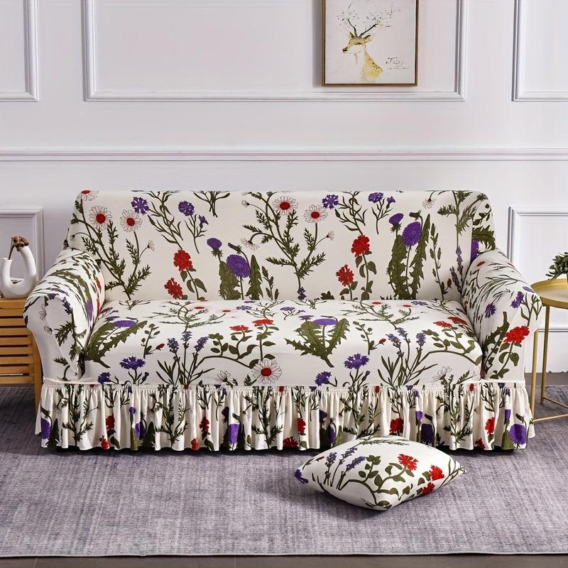 Non Slip Elastic Sofa Slipcover Milk Silk Print Adds Style to Room
