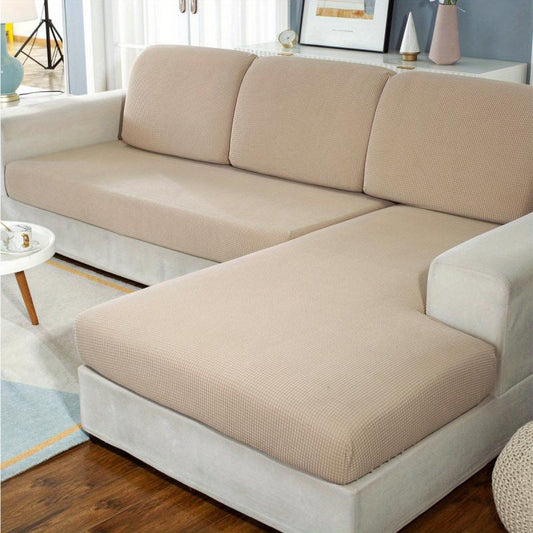 Soft Stretch Sofa Slipcover in Jacquard Knitted Corn Velvet